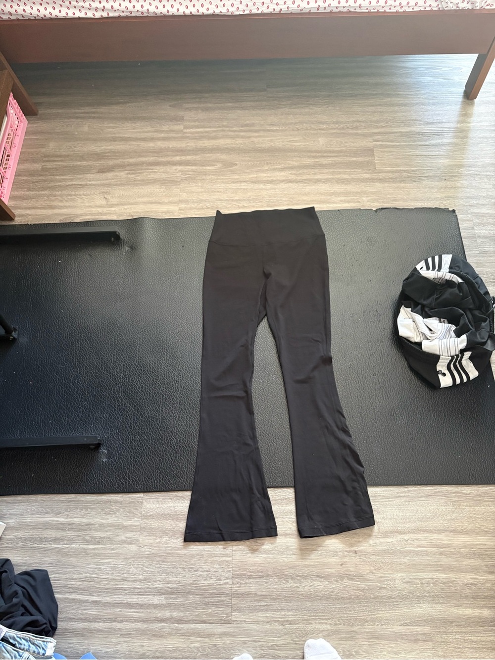 Black High-Waist Mini Flare Yoga Pants